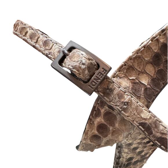 Auth. Fendi Python Snakeskin Bubble Platform Heel Sandals Size 36.5 W/Dust Bags - Picture 9 of 15